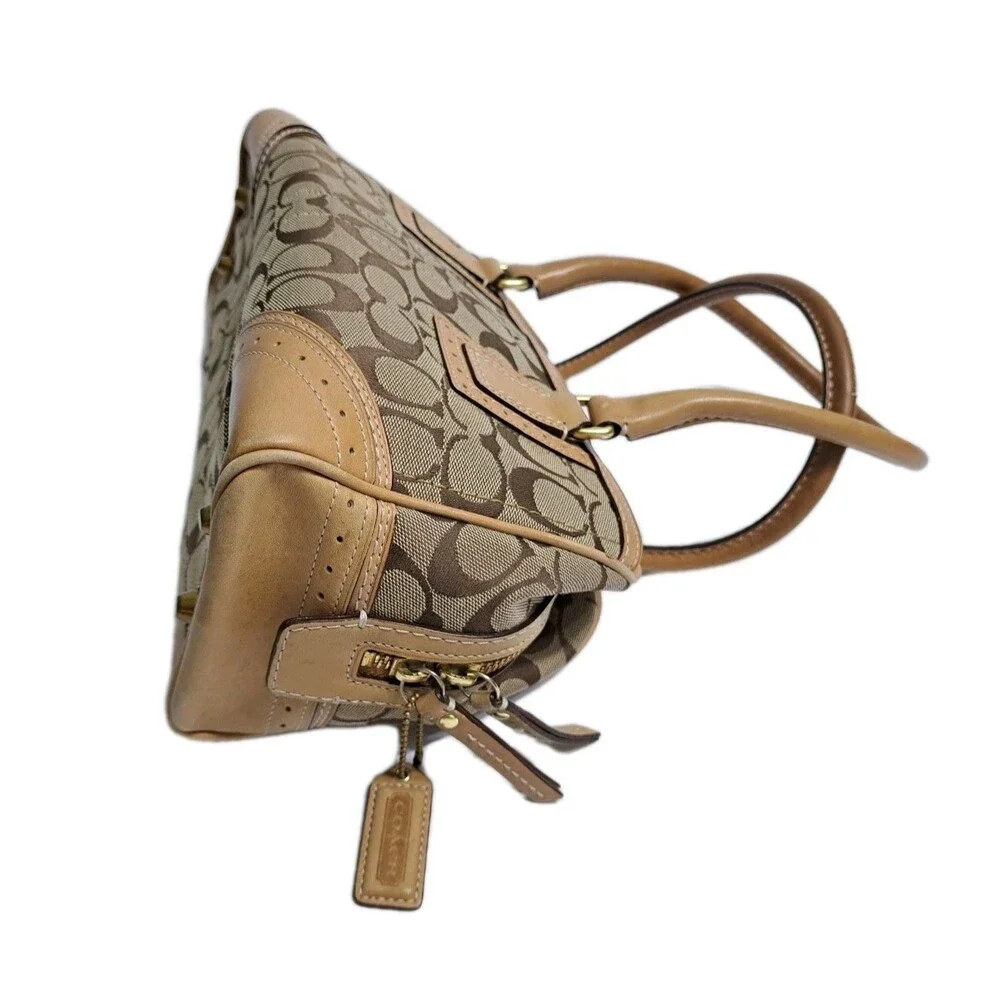 COACH 10532 Signature Hamptons Carryall Satchel Handbag Purse Brown Beige